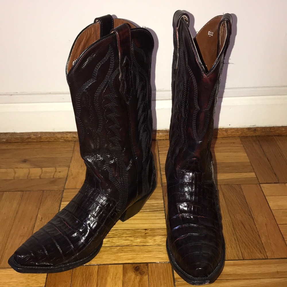 Dan Post crocodile red leather cowboy boots